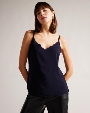 Hauts Ted Baker Scallop Neckline Cami Bleu Marine Femme | PKN-86683881